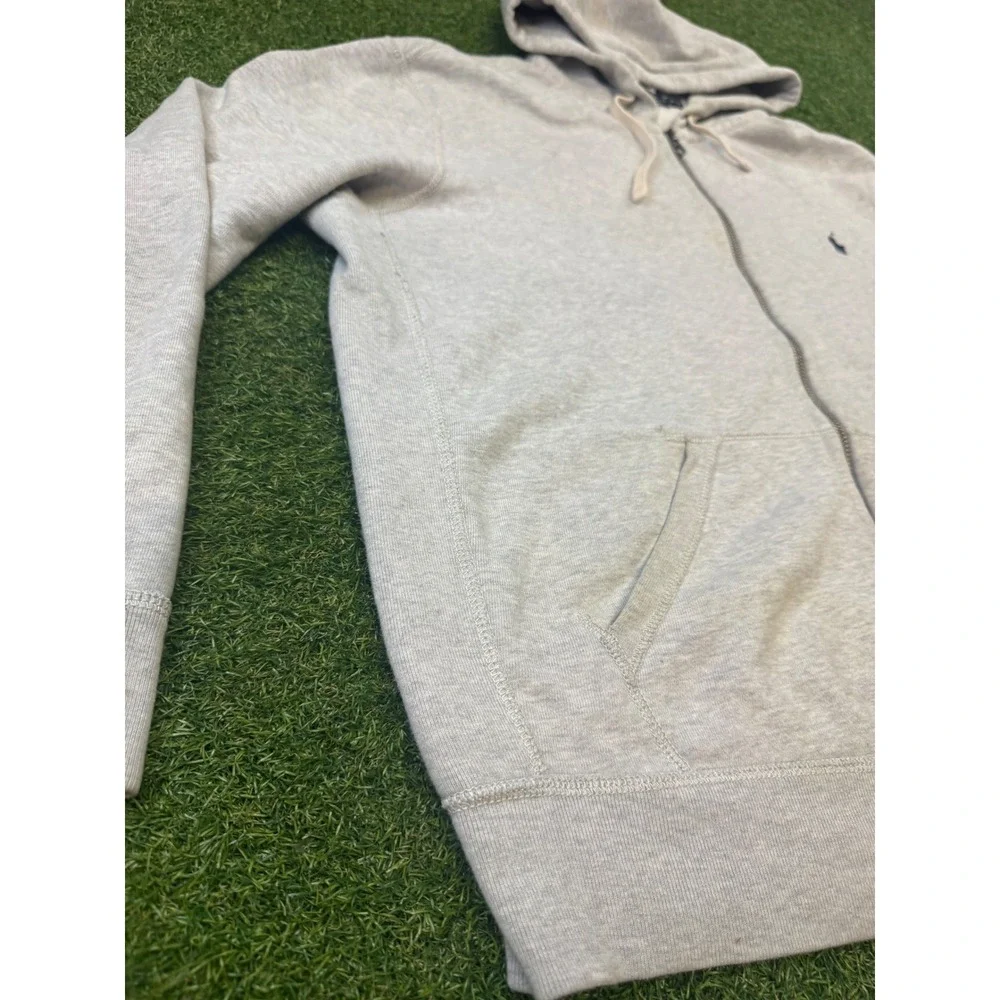 Polo Ralph Lauren Mens XL Heather Gray Full Zip‎ Fleece Hoodie Navy Pony Logo